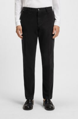 Modern-fit trousers in stretch-cotton gabardine, Black