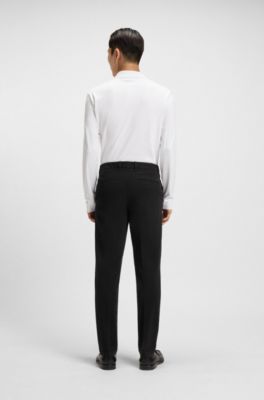 Modern-fit broek van katoenen gabardine met stretch, Zwart