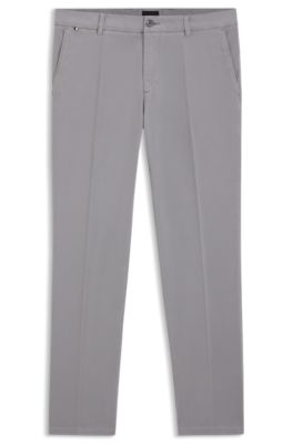 Modern-fit trousers in stretch-cotton gabardine, Light Grey