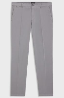 Modern-fit trousers in stretch-cotton gabardine, Grey