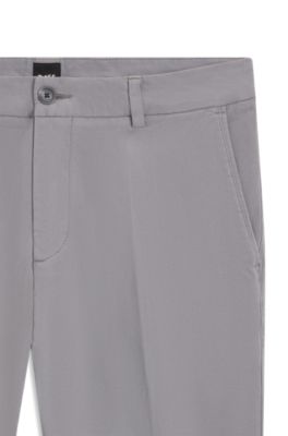 Modern-fit trousers in stretch-cotton gabardine, Light Grey