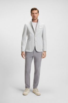 Modern-fit trousers in stretch-cotton gabardine, Light Grey
