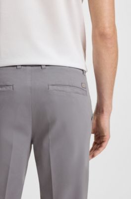 Modern-fit trousers in stretch-cotton gabardine, Light Grey