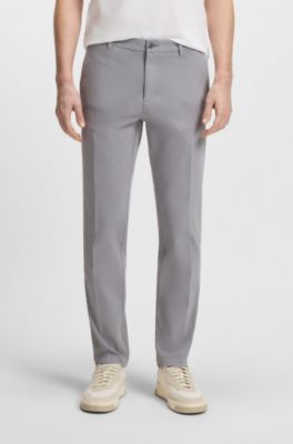 Modern-fit trousers in stretch-cotton gabardine, Light Grey