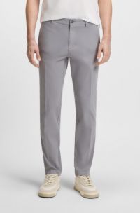 Modern-fit trousers in stretch-cotton twill, Light Grey