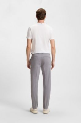 Modern-fit trousers in stretch-cotton gabardine, Light Grey