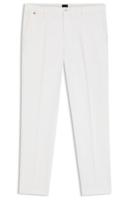 Modern-fit trousers in stretch-cotton gabardine, White