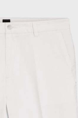 Pantaloni modern fit in gabardine di cotone elasticizzato, Bianco