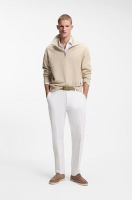 Tapered modern-fit trousers in stretch cotton, White