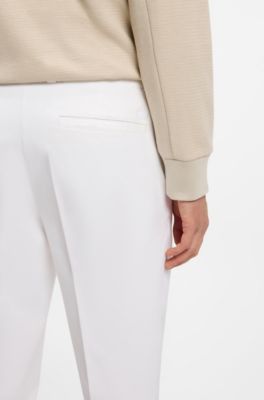 Tapered modern-fit trousers in stretch cotton, White