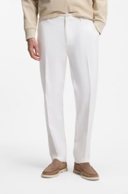 Modern-fit trousers in stretch-cotton gabardine, White