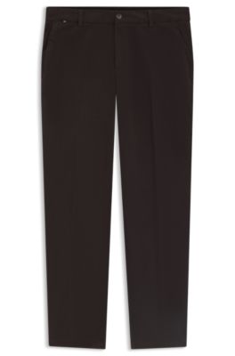 Modern-fit trousers in stretch-cotton gabardine, Dark Brown