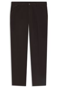 Modern-fit trousers in stretch-cotton twill, Dark Brown