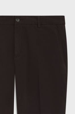 Tapered modern-fit trousers in stretch cotton, Dark Brown