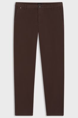Pantalon Modern en gabardine de coton stretch, Marron fonc&eacute;