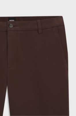 Pantalon Modern en gabardine de coton stretch, Marron fonc&eacute;