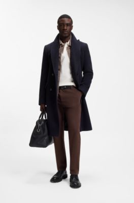 Tapered modern-fit trousers in stretch cotton, Dark Brown