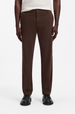 Pantalon Modern en gabardine de coton stretch, Marron fonc&eacute;