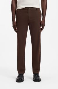 Tapered modern-fit trousers in stretch cotton, Dark Brown