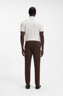 Pantalon Modern en gabardine de coton stretch, Marron fonc&eacute;