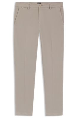 Modern-fit trousers in stretch-cotton gabardine, Beige