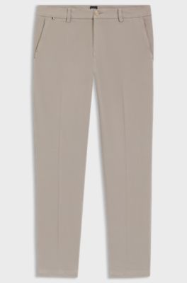 Modern-fit trousers in stretch-cotton gabardine, Beige