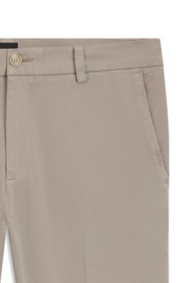 Modern-fit trousers in stretch-cotton gabardine, Beige