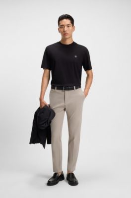 Modern-fit trousers in stretch-cotton gabardine, Beige