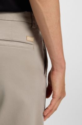 Modern-fit trousers in stretch-cotton gabardine, Beige