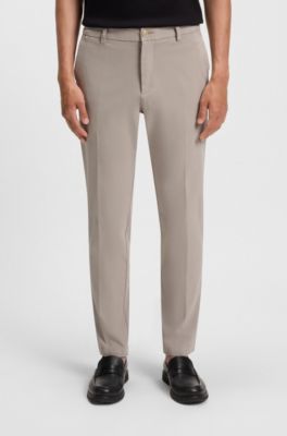 Modern-fit trousers in stretch-cotton gabardine, Beige