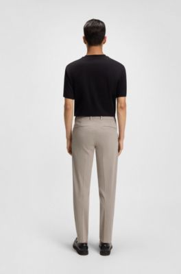 Modern-fit trousers in stretch-cotton gabardine, Beige