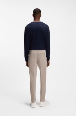 Modern-fit trousers in stretch-cotton gabardine, Beige