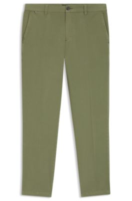 Modern-fit trousers in stretch-cotton gabardine, Green