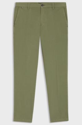 Modern-fit trousers in stretch-cotton gabardine, Green