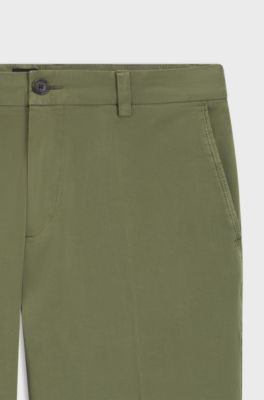 Modern-fit trousers in stretch-cotton gabardine, Green