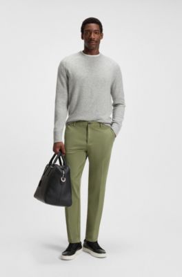Modern-fit trousers in stretch-cotton gabardine, Green