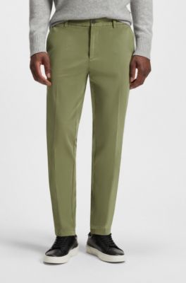 Modern-fit trousers in stretch-cotton gabardine, Green