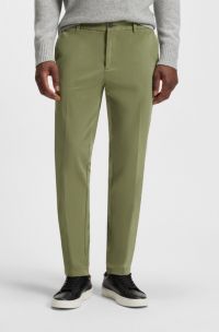 Pantalon coupe moderne en gabardine de coton stretch, Vert