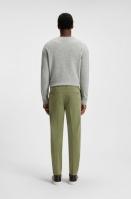 Tapered modern-fit trousers in stretch cotton, Green