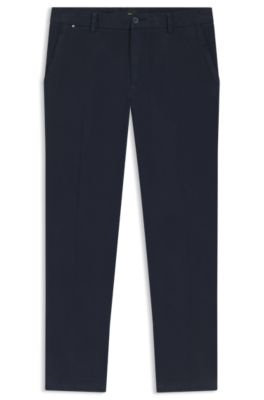 Modern-fit trousers in stretch-cotton gabardine, Dark Blue
