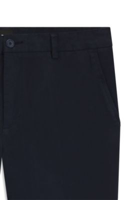 Modern-fit trousers in stretch-cotton gabardine, Dark Blue