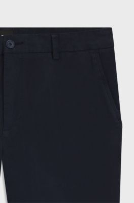 Pantaloni modern fit in gabardine di cotone elasticizzato, Blu scuro