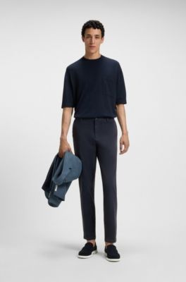 Modern-fit trousers in stretch-cotton gabardine, Dark Blue