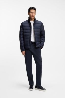 Tapered modern-fit trousers in stretch cotton, Dark Blue