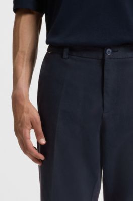 Modern-fit trousers in stretch-cotton gabardine, Dark Blue