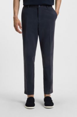 Modern-fit trousers in stretch-cotton gabardine, Dark Blue
