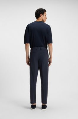 Modern-fit trousers in stretch-cotton gabardine, Dark Blue