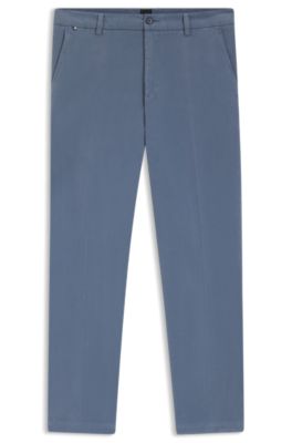 Modern-fit trousers in stretch-cotton gabardine, Blue