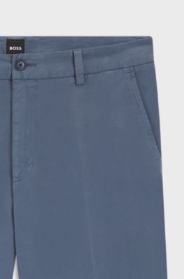 Modern-fit trousers in stretch-cotton gabardine, Blue