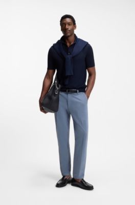 Pantalon Modern en gabardine de coton stretch, Bleu
